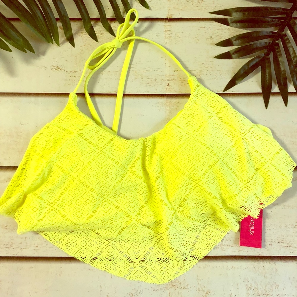 Lace Bikini Top Neon Yellow